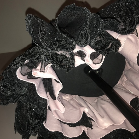 SOLD-Prom or Formal Strapless Black lace Dress Jr Sz 9 - Picture 6 of 8